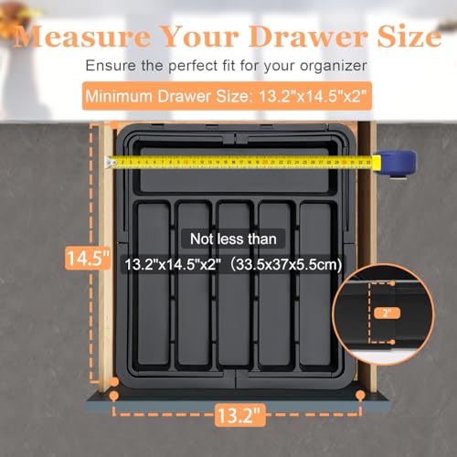 Spaclear Large Silverware Drawer Organizer Expandable Kitchen Utensil Tray - color: Black