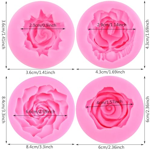 ZiXiang Flower Silicone Molds Rose Flower Fondant Silicone Mold Set Of 4 - color: Style C
