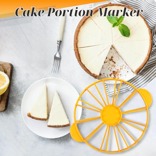 Cake Portion Marker, Double Sided 10 or 12 Slices Cake Cutter Marker for Even Slices, Yellow - color: Yellow