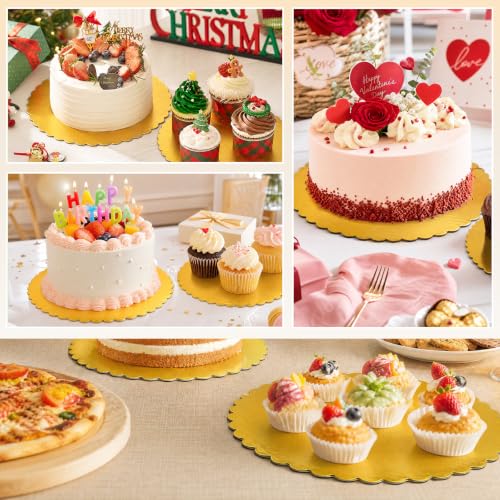 8 Pack 10 Inch Round Cake Boards,Gold Wave Cake Circles Base Stand - color: Gold, size: 10Inch, style: Wavy Edge