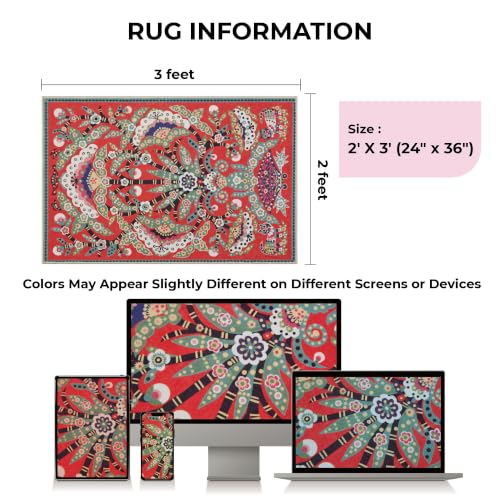 Peony Entry Rug 2x3 Washable Accent Rug - color: Red Peony 02, size: 2' x 3' (Rectangular)