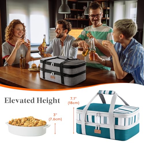Lifewit Expandable Insulated Double Decker Casserole Carrier - color: Green
