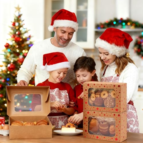 Christmas Brown Holiday Cookie Boxes, Red Star, 24 Pack, 9x6x3 In - color: Red Star-Brown