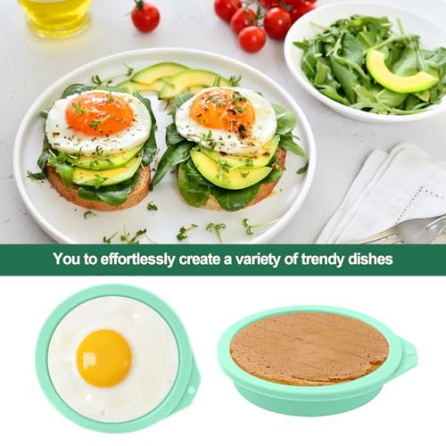 Air Fryer Egg Molds, 6-Pack Silicone Non-Stick for Muffins & Toast - color: Green