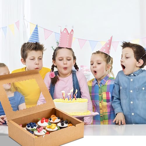 12 Count Cupcake Boxes, 4PCS Cupcake Container with Window and Inserts - color: Brown