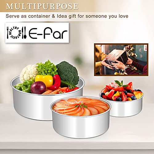 E-far Deep Cake Pan Set of 3 (6/8/9½ Inch), Stainless Steel Round Cake Pan - size: 6 x 3, 8 x 3, 9½ x 3 inches