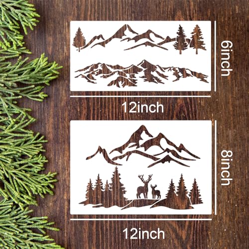 Mountain Stencils for Wood Burning Tree Stencil - style: Mountain