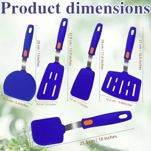 5-Pack Silicone Spatula Set Turner Spatulas (Dark blue) - color: Dark Blue