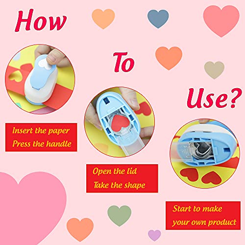 ECOHU Heart Punches for Paper Crafts, 1-Inch Across, Small Hole Heart Punch Cutter, Lever Punch, Shape for Card Making, Scrapbooking, DIY Arts.