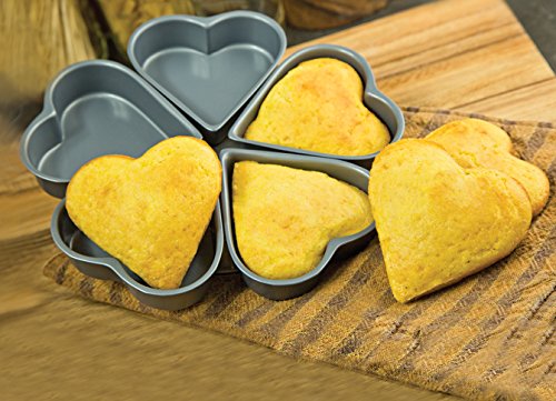 Fox Run Linked Heart Cake Pan, 4-Inch Hearts, Nonstick Heat Shaped Cake Pan - style: Linked Heart Pan