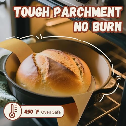 Parchment Paper for Sourdough Baking 8" Round 100 Sheets with Long Handles - color: Unbleached, size: 100sheets