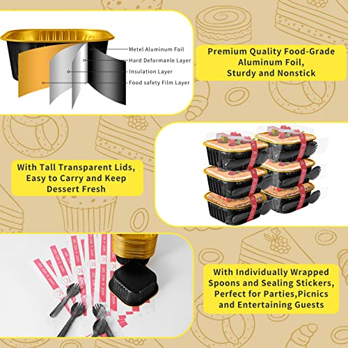 40 Pack 10oz Mini Cake Pans with Lids,Aluminum Foil Cake Tins - color: Black, size: 40 Pack 10oz