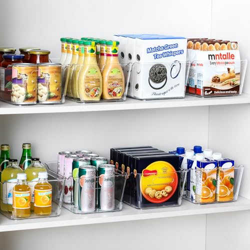 12 PACK Multi-Use Clear Storage Bins, Pantry Kitchen Cabinet Organizer Bins - size: Medium