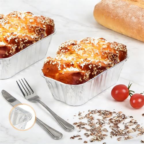 100 Pack 1Lb Mini Aluminum Foil Loaf Pans – 6" x 3.5" x 2" Disposable Small Bread Tins Oven Safe for Baking, Meatloaf, Cake, Holiday Treats, Food Storage & Takeout - size: 6" x 3.5"