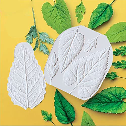 Leaf Silicone Mold Rose Flower Fondant Molds DIY Cake Decorating Tools Sugarcraft Candy Resin Clay Chocolate Gumpaste Moulds (2pcs(13 * 13.5cm,8.6 * 13.3cm)) - size: 2 pieces (5.12 x 5.31 inches, 3.39 x 5.24 inches)
