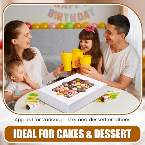 Sinload 24 Pcs Full Sheet Cake Box with Window & Board, White, 27x20x5 Inch - color: White, size: 27x20x5 Inch