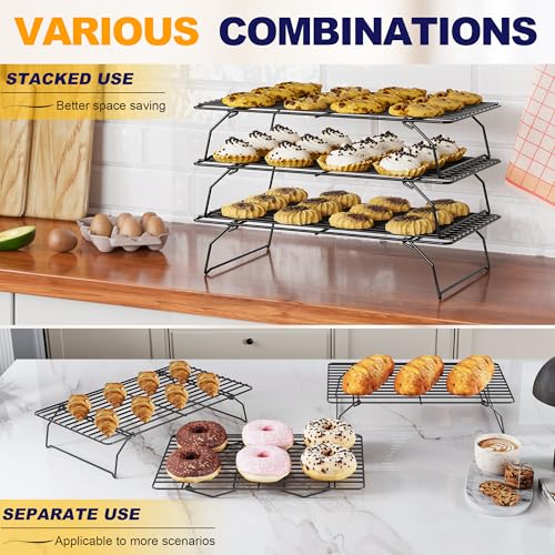 3 Tier Stackable Cooling Rack for Batch Cooling, 15.8"x 10"-Black - color: Black, size: 10''x15.8''-3Tier