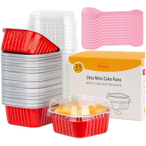 LNYZQUS 10oz Mini Cake Pans with Lids, Small Cinnamon Roll Containers - color: Red, size: Square- 10oz