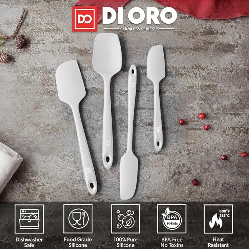 DI ORO Silicone Spatula Set - 600F Heat Resistant, 4-Pc Stone - color: Stone
