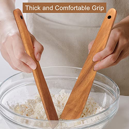 Teak Wooden Spatula for Cooking Spoon Non Toxic Kitchen Utensil Spurtle - size: 1 Piece (12 Inches)