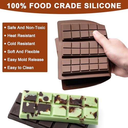 Chocolate Bar Mold，Non-Stick Chocolate Molds，100% Food Grade Silicone Mold (Pack of 2) - size: 10 Snap (Pack of 2)