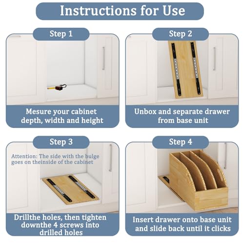 Pull Out Cookie Sheet Organizer for Cabinet, 10.5"W X 21"D X 10.6"H