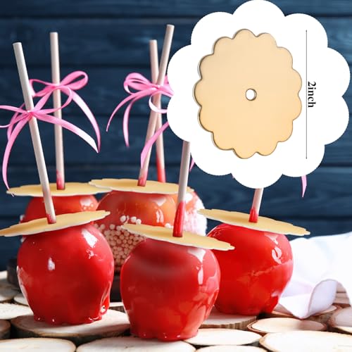 100 Pcs Scalloped Cake Pop Boards with Hole Cake Base, Gold - color: Gold