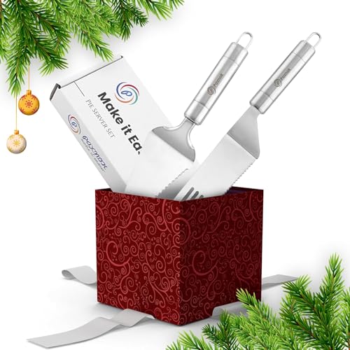 Pie Server Spatula and Cake Cutter Slicer, Stainless Steel Set - Kitchen Essentials for Cutting & Serving Desserts, Brownies, Lasagna (Silver, 10 inches) - color: Silver, size: 10 inches