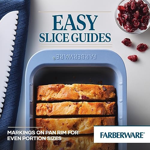 Farberware Easy Solutions Nonstick Bakeware Meatloaf/Loaf Baking Pan, 9 Inch x 5 Inch with Portion Marks - Blue - size: Loaf Pan (9 x 5 inches)