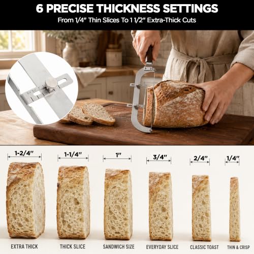 Adjustable Bread Knife for Homemade Bread, 6 Thickness, 420 Stainless Steel