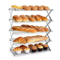 5 Tier Collapsible Cooling Rack, 2/3/4/5-Tier Upgraded,Adjustable ＆ Stackable Baking Rack, 5 Modes Cooling Racks for Cooking and Baking, Roasting ＆ Grilling Gifts for Picnic Party - color: B5-white