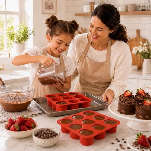 2Pcs Tall Cylinder Silicone Molds for Mousse Cake, 9-Cavity 3D Cylinder Shape Silicone Baking Mold for Mini Cheesecake, Brownie, French Dessert Pastry - color: 9-Cavity Tall Cylinder Silicone Molds