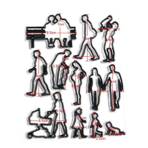 EORTA Set of 11 Fondant/Cookie Cutter Couples Silhouette Gumpaste Flowers Sugar Craft Mold Cake Decorating Tools for Husband and Wife, Wedding Birthday Valentine's Party, Families Theme - size: Families
