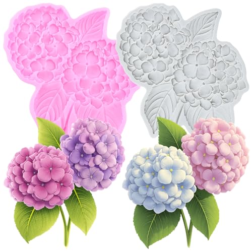 Hydrangea Flower Fondant Mold Flower Silicone Molds Set Of 2 - color: Style A