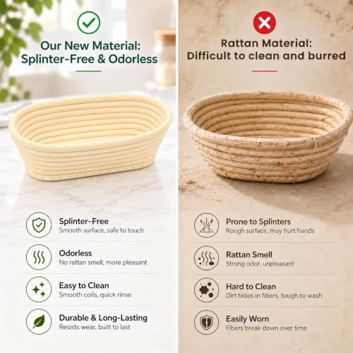 10 Pack Oval Banneton Bread Proofing Basket, 10in Sourdough Banneton Basket