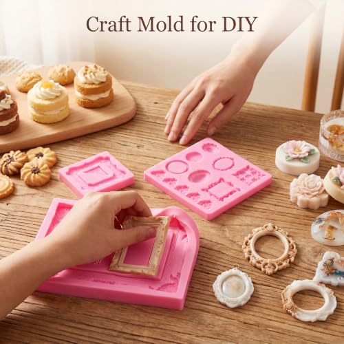 Pimoys 5 Pcs Photo Frame Fondant Molds Vintage Silicone - style: Photo Frame