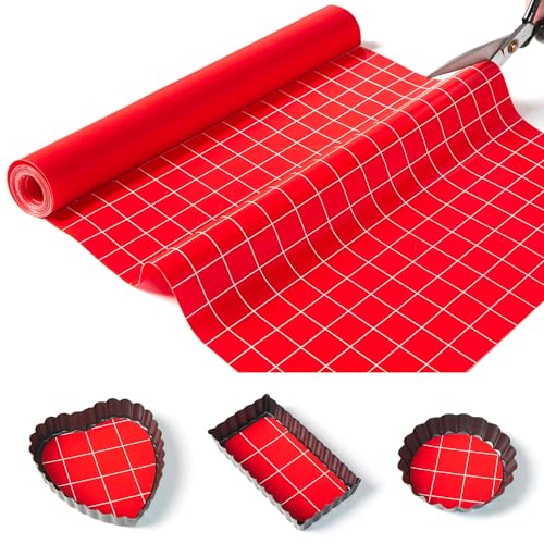 Silicone Baking Mat Roll 12IN*8FT Free Cutting, Non-Slip Pastry Mat, Non-Stick Reusable Air Fryer Liner, Oven Liners, Counter Mat, Freeze Dryer Mat, Easily Cut to Size Fit All Ovens Pans Tins Dishes - color: Red, size: 96"L x 12"W