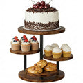 Cup Cake Tower Stand 50 Cupcakes 4 Tier Wooden Cookies Display Stand 360°Rotating Cup Cake Holder Round Cake Stands for Party Birthday Baby shower Afternoon Tea Dessert Table, Rustic Brown