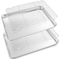 P&P CHEF 17.5 Inch Baking Sheet with Rack Set, Pans with Flat Racks - size: 17.5 + 17.5 Inch, style: Pans with Flat Racks