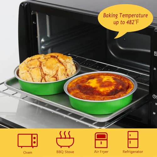 LNYZQUS 8oz Mini Pie Tins with Lids 50 Pack, 4 Inch Individual Cake Pans - color: Green