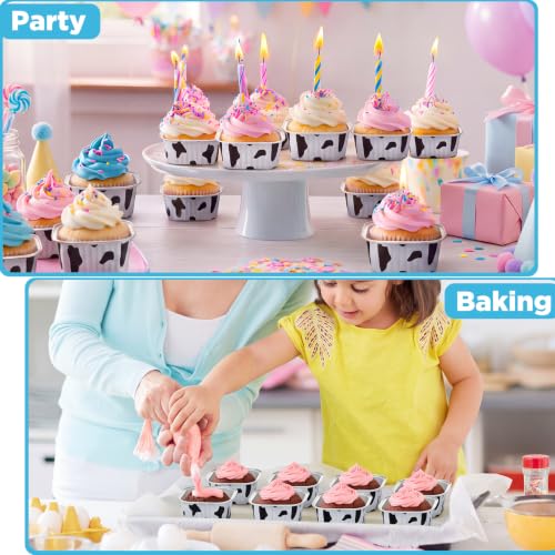 Skylety 100 Pcs 5oz Mini Square Cake Pans with Lids, Cow Print - color: Cow Print