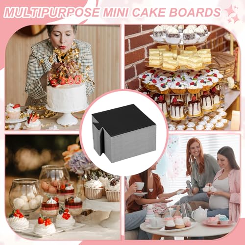 uxcell 50 Pcs Mini Cake Boards 2.8 Inch Mousse Base Square Black - size: 2.8 Inch