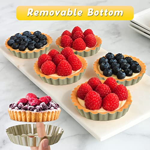 Tessco for you 16 Pcs Mini Tart Pans for Baking, Gold Round - size: 4 Inch (Round), style: Gold Round