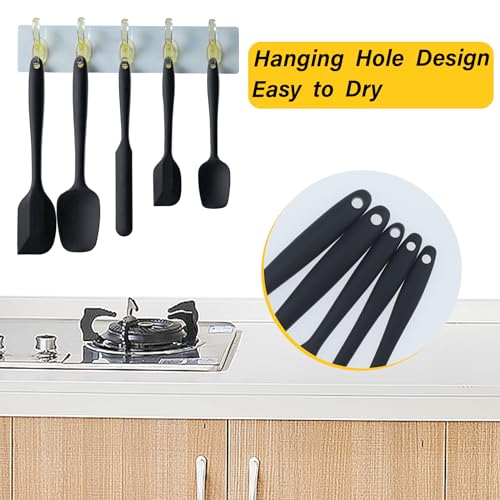 Silicone Spatula Set,5 Piece Food Grade Rubber Spatulas,Dark Green - color: Dark Green