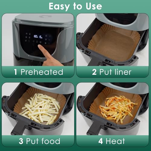 Vailnd 125Pcs 6.5inch Air Fryer Liners Disposable Square Parchment Paper - size: 6.5"Square