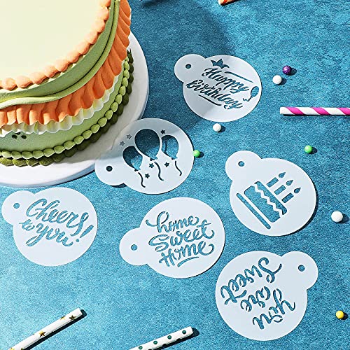 Tenare 20 Pcs Birthday Cookie Stencil for Baking Decoration
