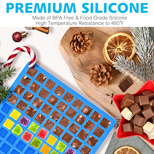 Anaeat 126-Cavity Square Silicone Candy Mold, 2 Pack Non-stick Mini Silicone Chocolate Mold for Homemade Caramels, Jelly, Gummy, Ice Cube, Truffles, Pralines & Ganache - Flexible & Easy to Release - color: 126-Cavity Mini Mold (2 Pack)