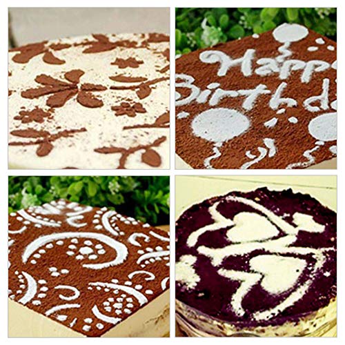 iSuperb 4 Pieces Cake Top Stencils Cookie/Cake Decorating Painting Templates Baking Tool for Cupcake Wedding Cake Fondant Impression, Wedding Birthday Party Cake Decoration Supplies
