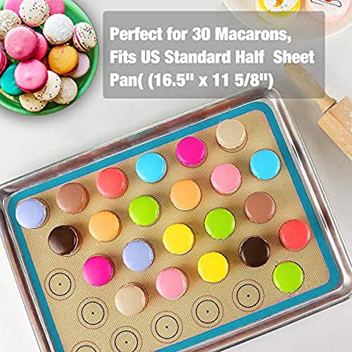 Macaron Silicone Baking Mat - 2 Non Stick Silicon Macaroon Baking Sheet - color: Blue