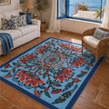 Lotus Area Rug 4x6 Washable Accent Rug - color: Blue Flower, size: 4' x 6' (Rectangular)